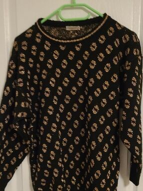 Grace Vintage Black Sweater with Gold Metallic Accents